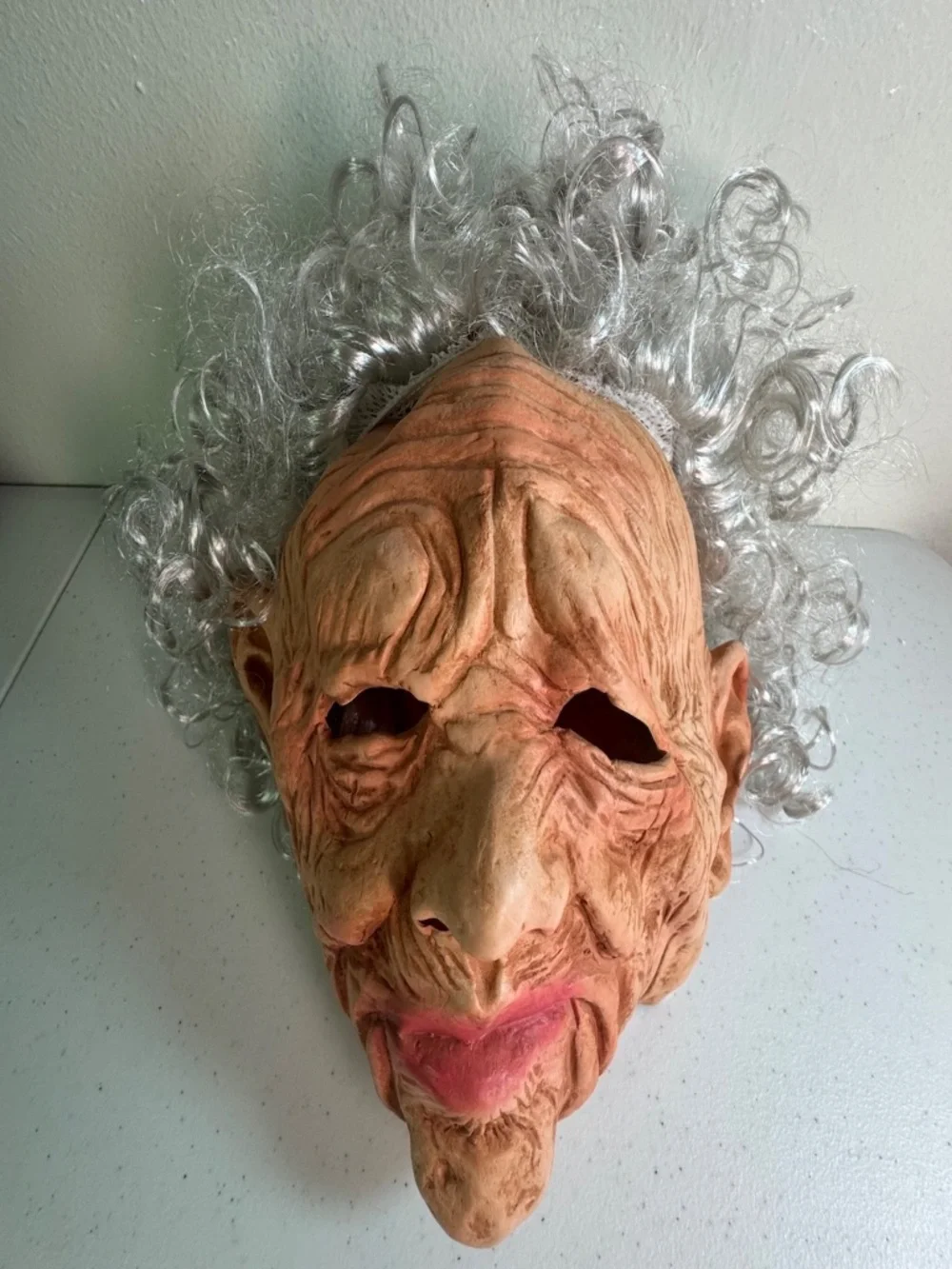 Realistic Old Lady Mask Wig Halloween Latex Costume Elderly Grandma Face Mask